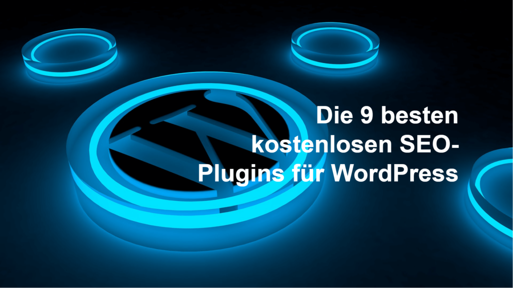 Deckblatt Blogartikel mit blau beleuchtetem Wordpress-Logo