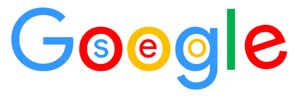 Google Schriftzug mit dem Wort SEO im Schriftzug